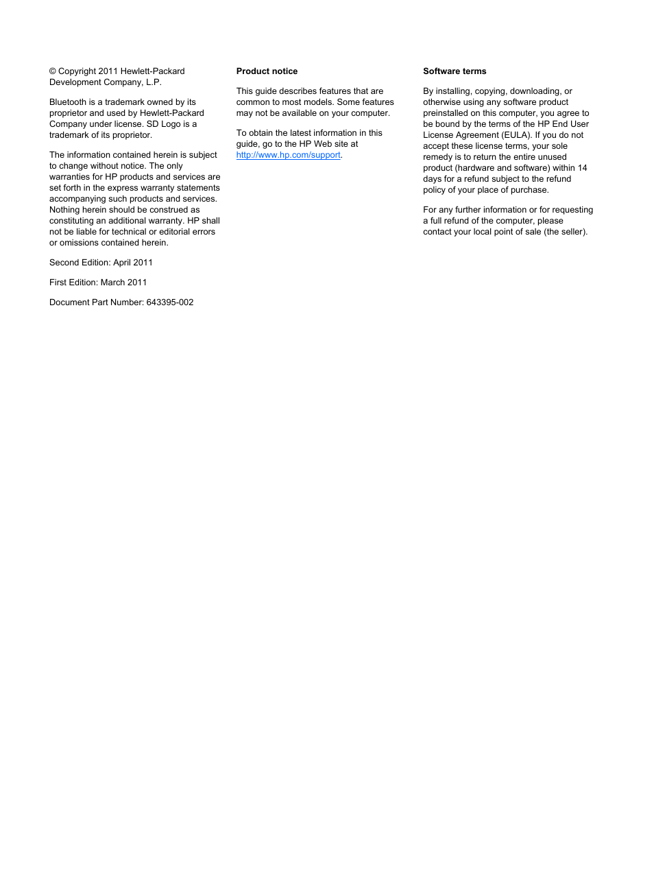 HP ProBook 4330S Notebook-PC User Manual | Page 2 / 100