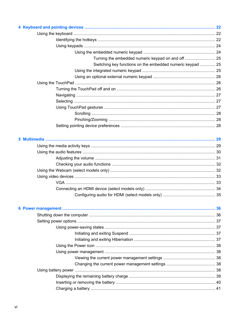 HP ProBook 4330S Notebook-PC User Manual | Page 6 / 100