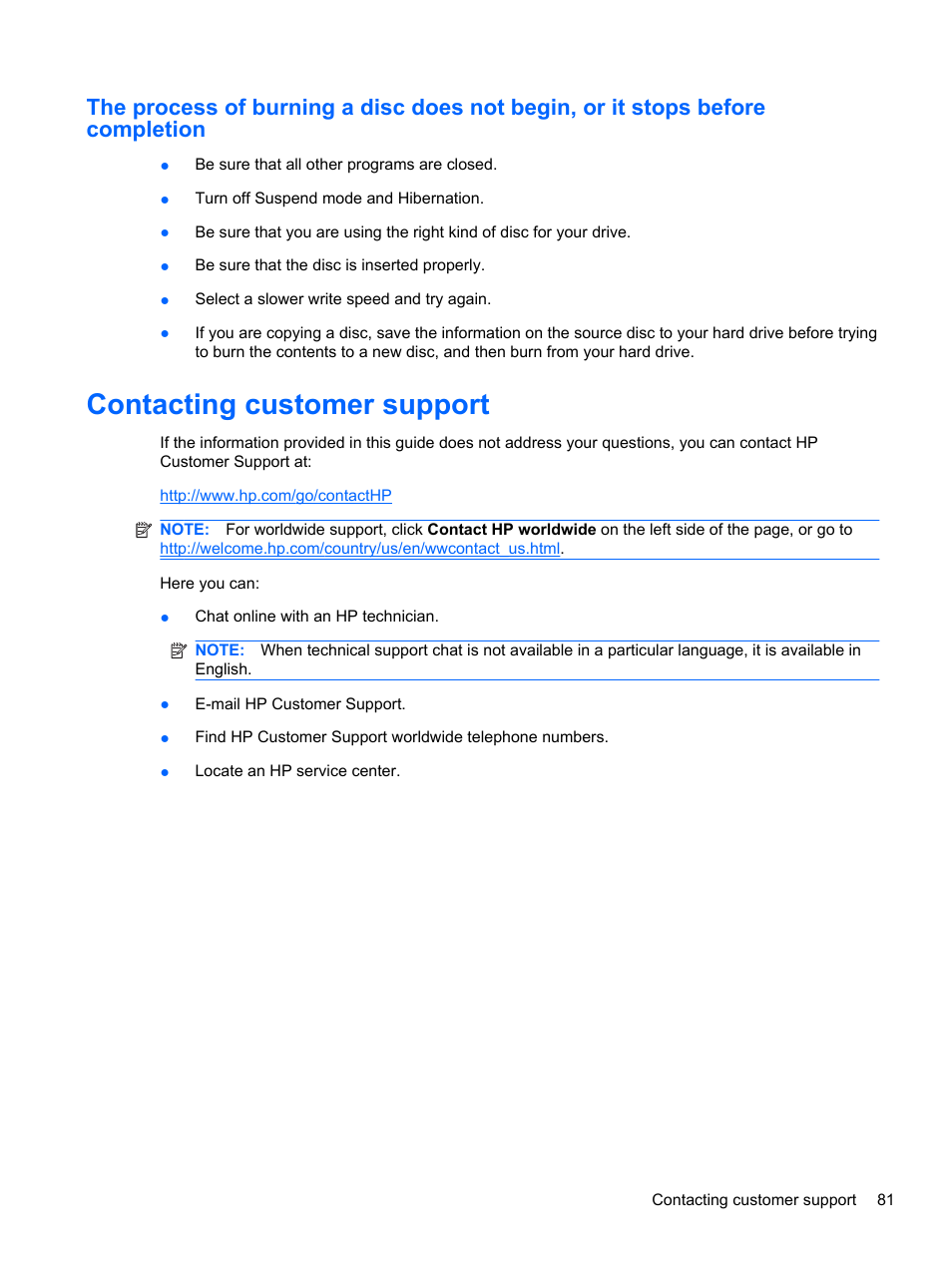 Contacting customer support | HP ProBook 4330S Notebook-PC User Manual | Page 91 / 100