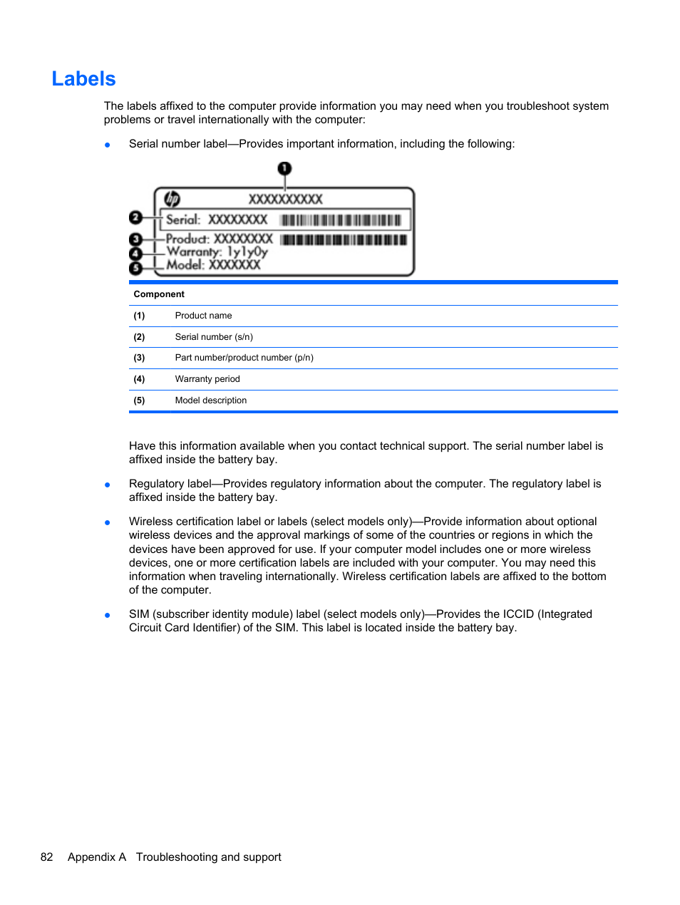 Labels | HP ProBook 4330S Notebook-PC User Manual | Page 92 / 100