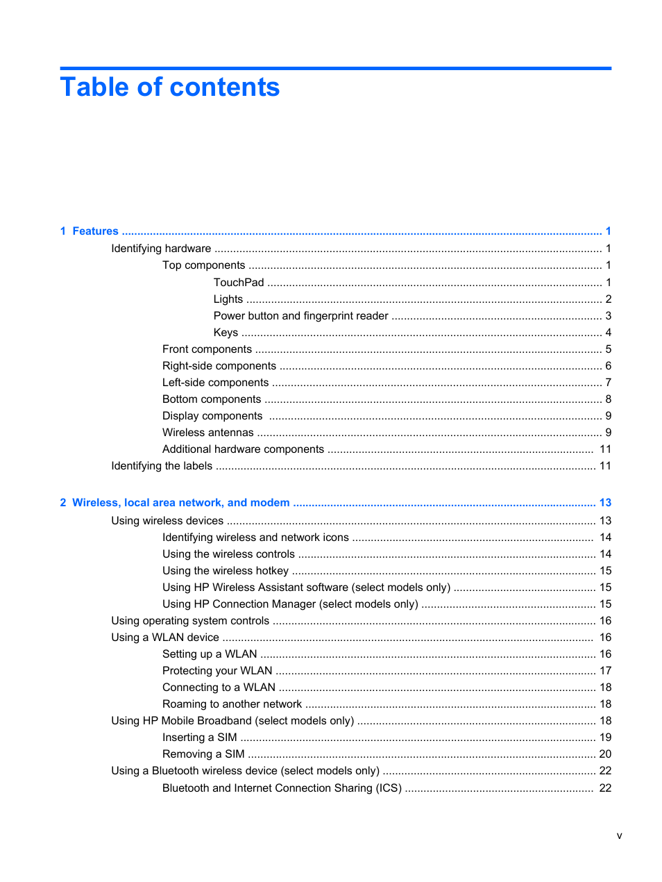 HP ProBook 5220m Notebook PC User Manual | Page 5 / 145