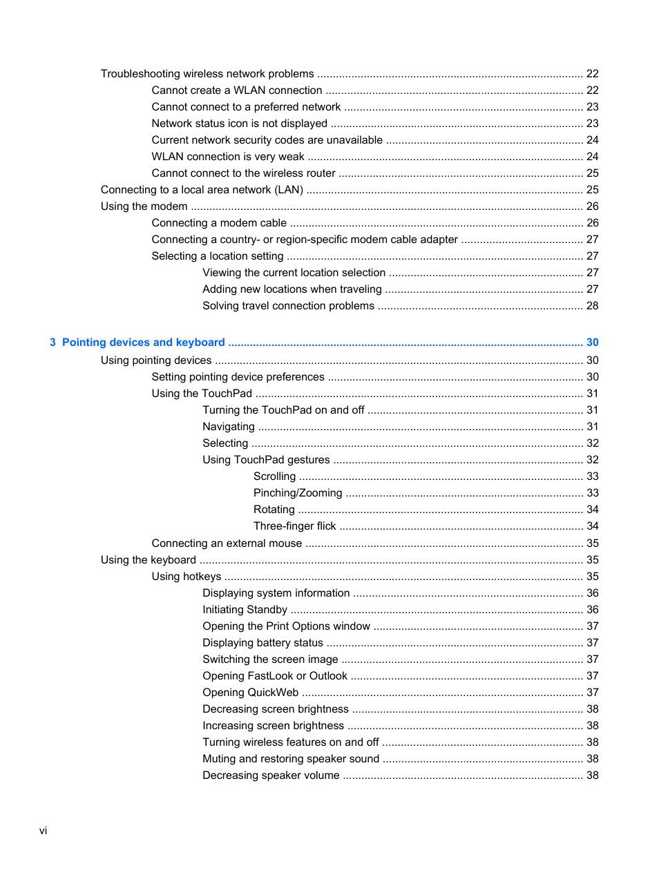 HP ProBook 5220m Notebook PC User Manual | Page 6 / 145