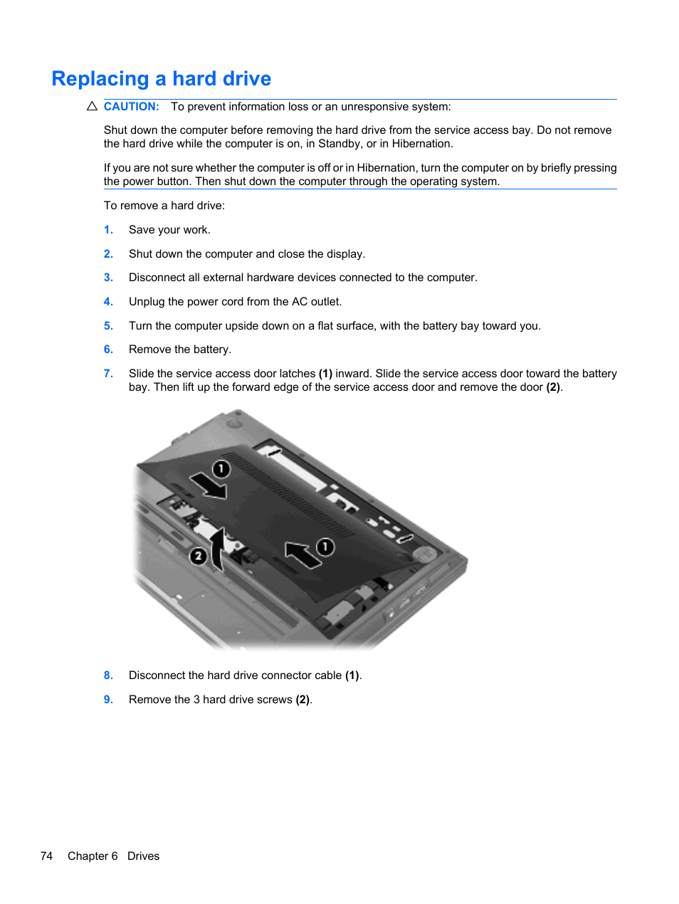 Replacing a hard drive | HP ProBook 5220m Notebook PC User Manual | Page 86 / 145