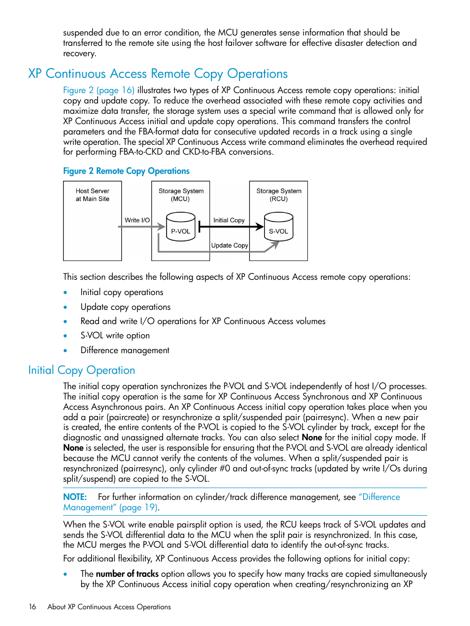 Xp continuous access remote copy operations, Initial copy operation | HP StorageWorks XP Remote Web Console Software User Manual | Page 16 / 180