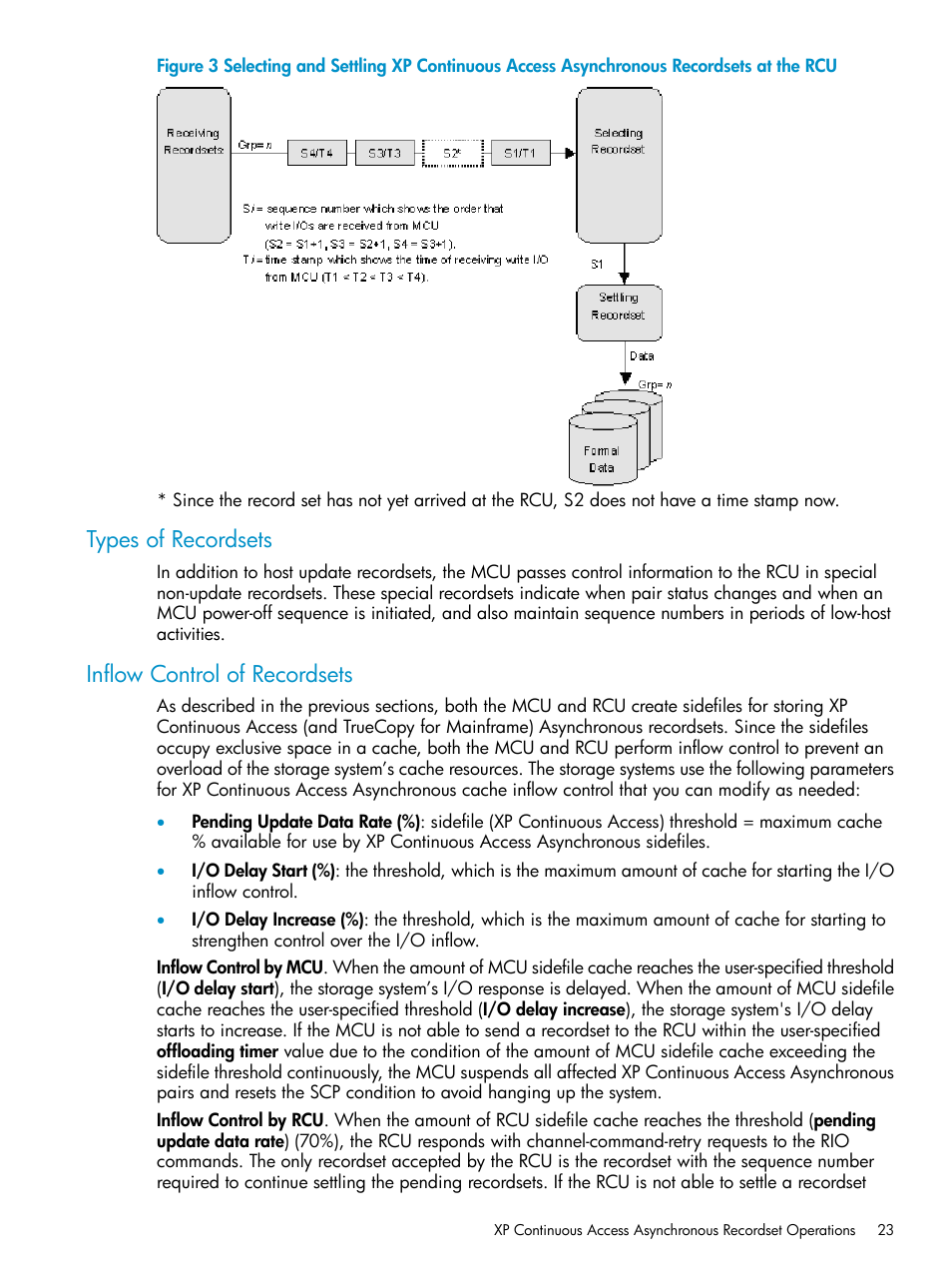 Types of recordsets, Inflow control of recordsets, Types of recordsets inflow control of recordsets | HP StorageWorks XP Remote Web Console Software User Manual | Page 23 / 180