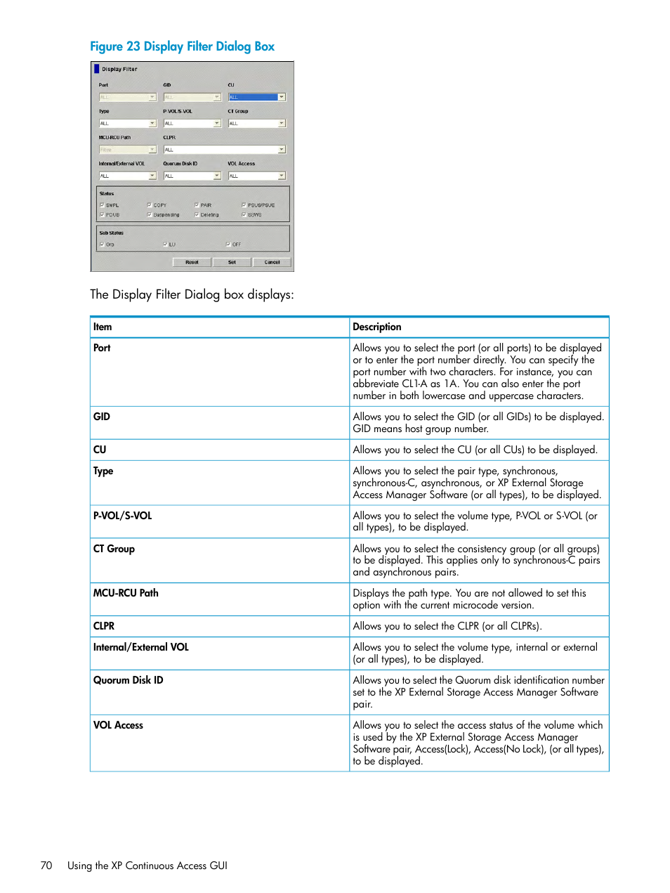 HP StorageWorks XP Remote Web Console Software User Manual | Page 70 / 180