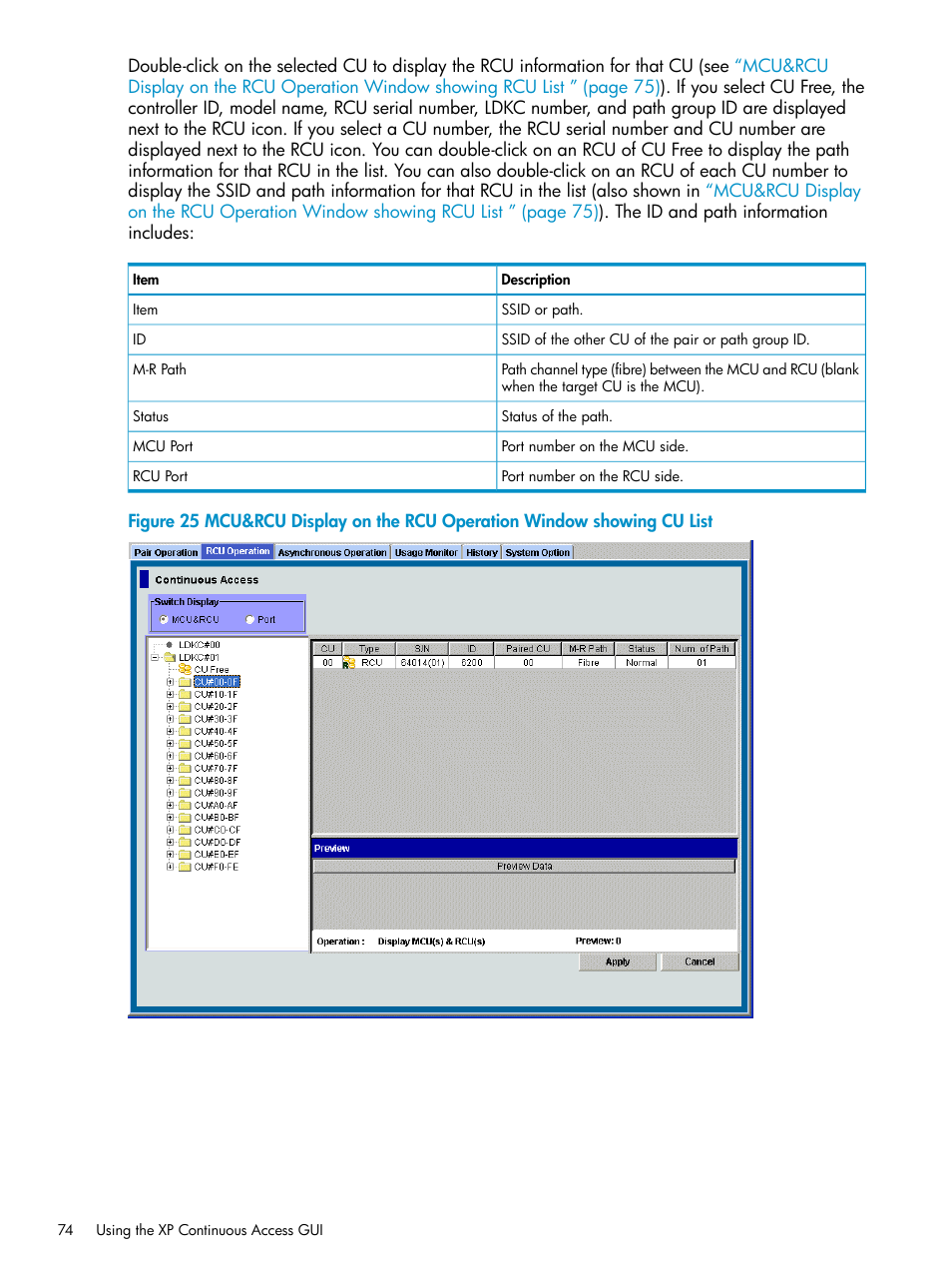 Mcu&rcu display | HP StorageWorks XP Remote Web Console Software User Manual | Page 74 / 180