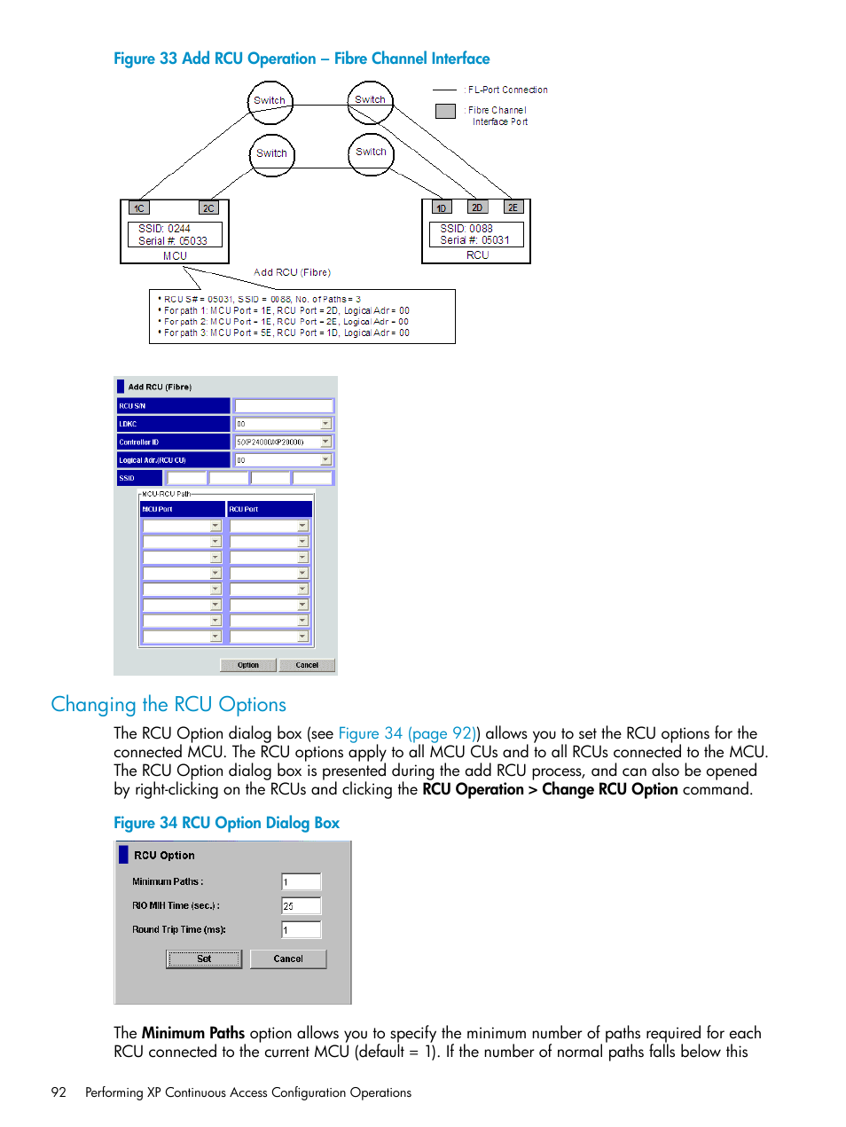 Changing the rcu options | HP StorageWorks XP Remote Web Console Software User Manual | Page 92 / 180