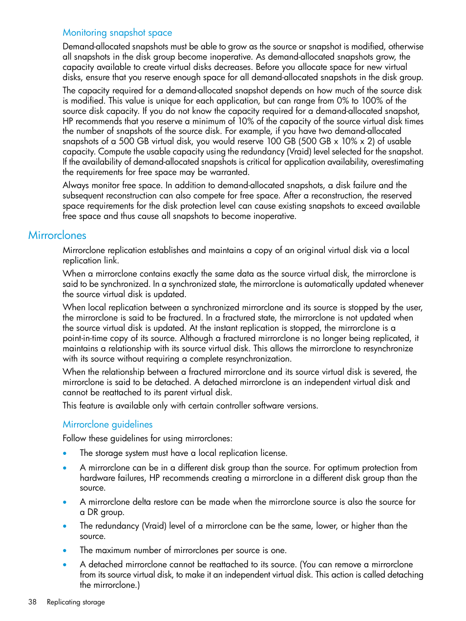 Mirrorclones | HP Command View EVA Software User Manual | Page 38 / 113
