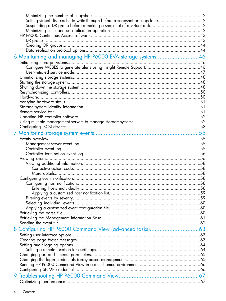 7 monitoring storage system events | HP Command View EVA Software User Manual | Page 4 / 113