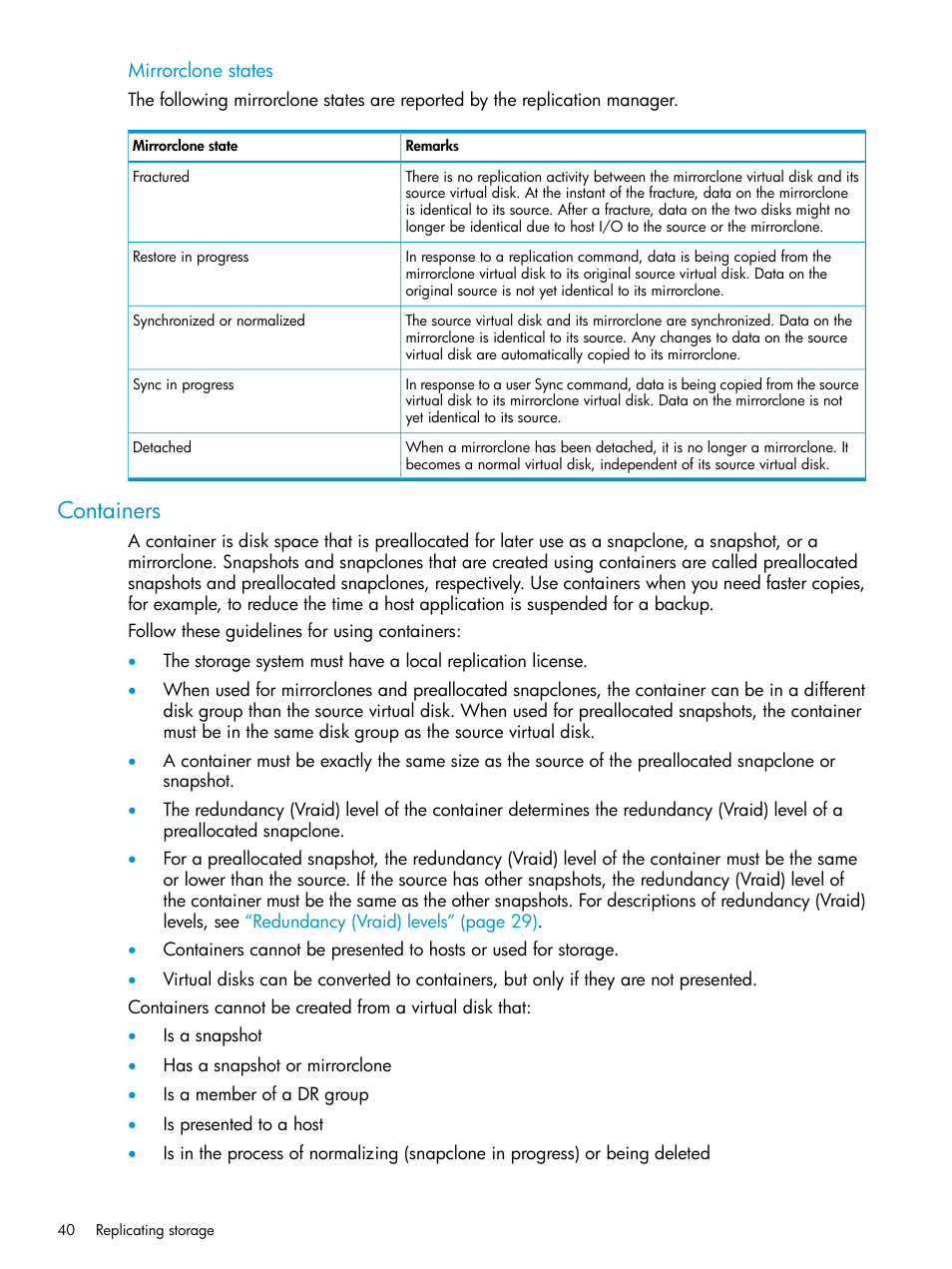 Containers | HP Command View EVA Software User Manual | Page 40 / 113