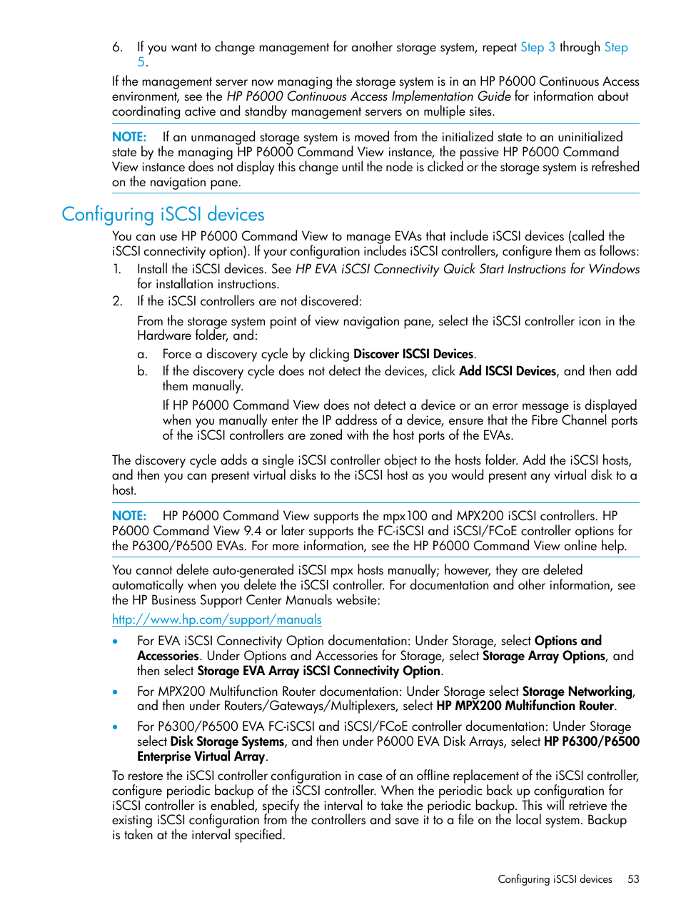 Configuring iscsi devices | HP Command View EVA Software User Manual | Page 53 / 113