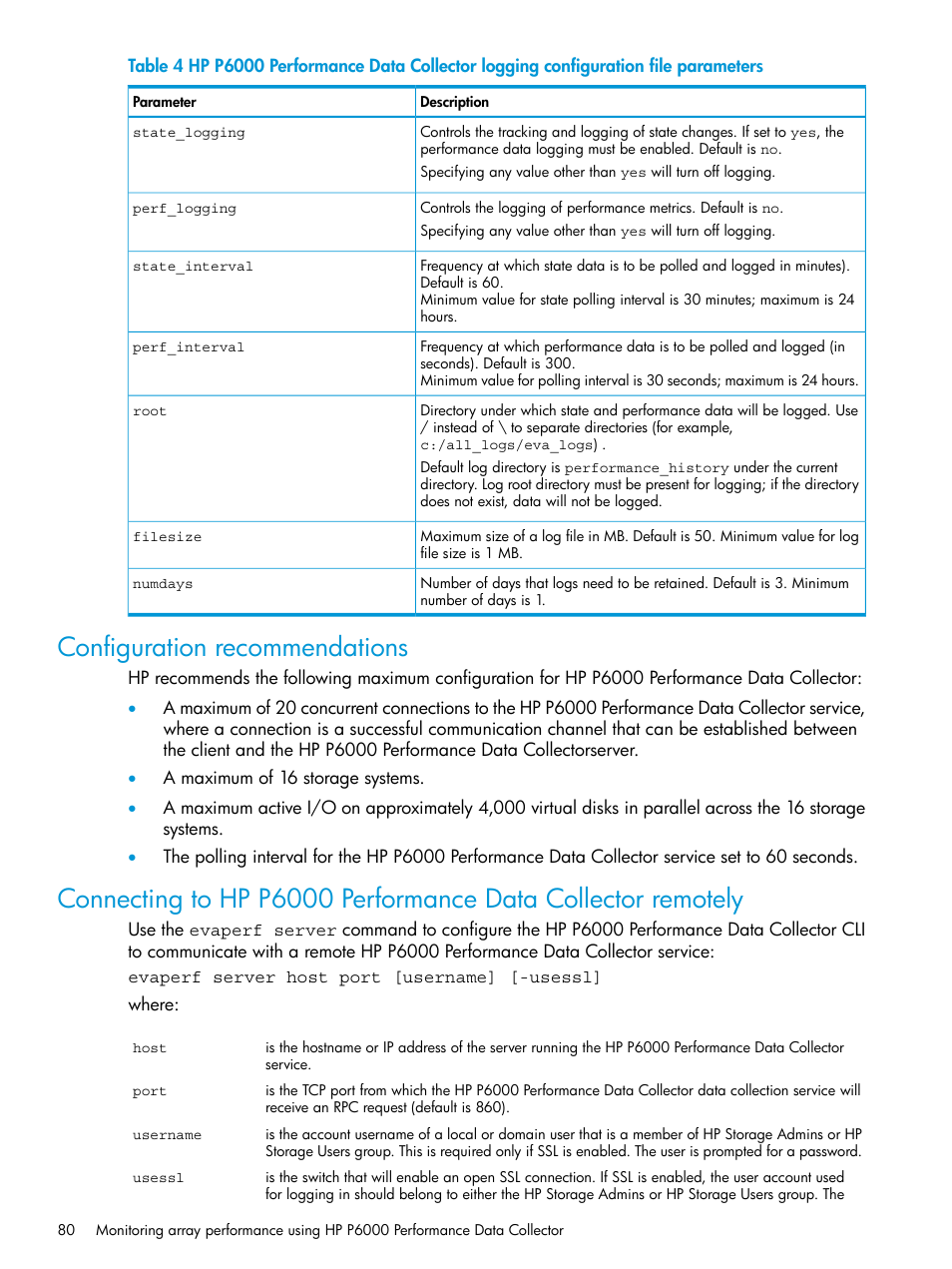 Configuration recommendations | HP Command View EVA Software User Manual | Page 80 / 113