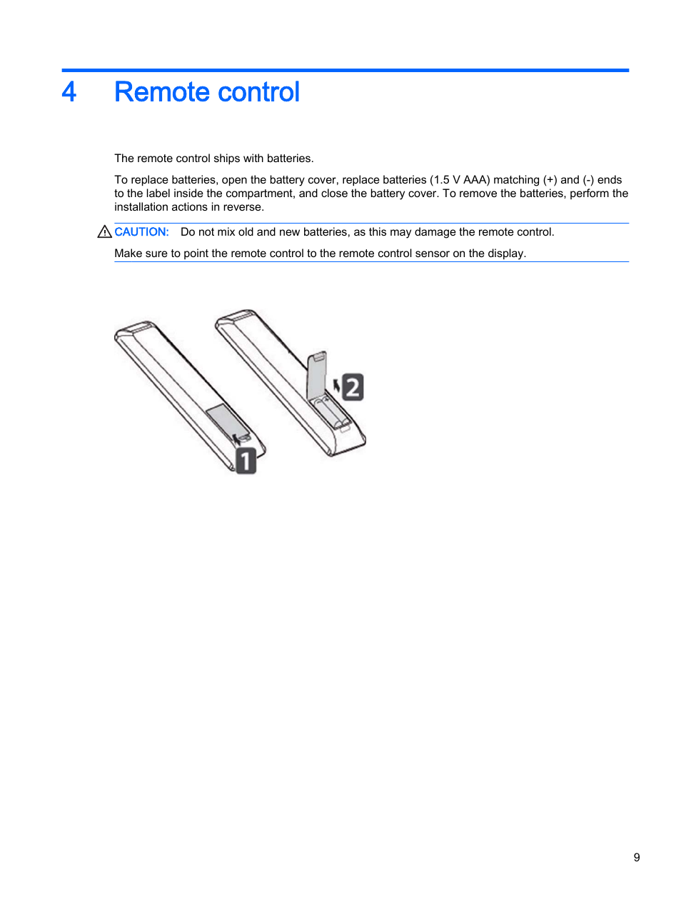 Remote control, 4 remote control, 4remote control | HP LD4245tm 41.92-inch Interactive LED Digital Signage Display User Manual | Page 19 / 114