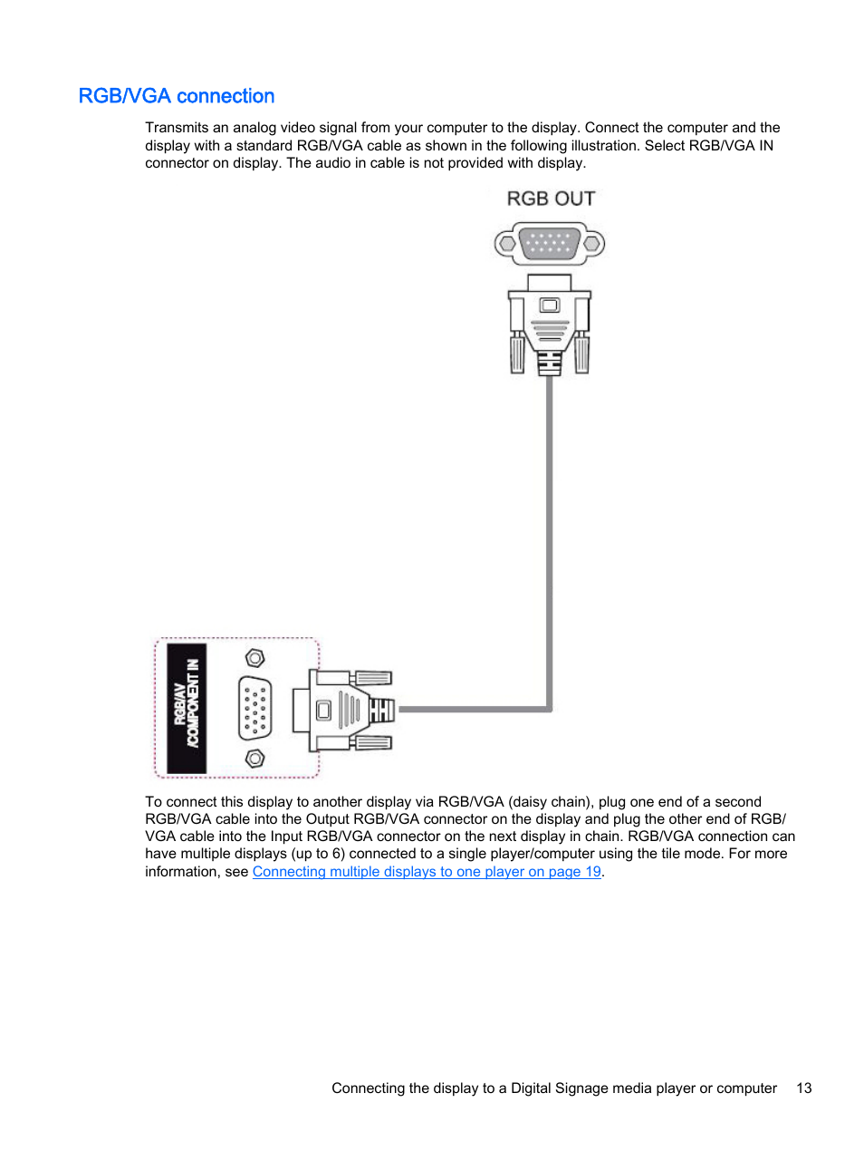 Rgb/vga connection | HP LD4245tm 41.92-inch Interactive LED Digital Signage Display User Manual | Page 23 / 114