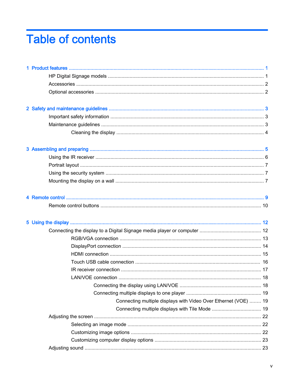 HP LD4245tm 41.92-inch Interactive LED Digital Signage Display User Manual | Page 5 / 114