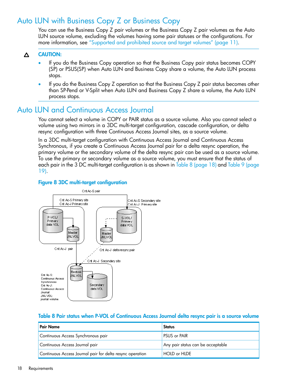 Auto lun with business copy z or business copy, Auto lun and continuous access journal | HP XP P9000 Auto LUN Software User Manual | Page 18 / 72
