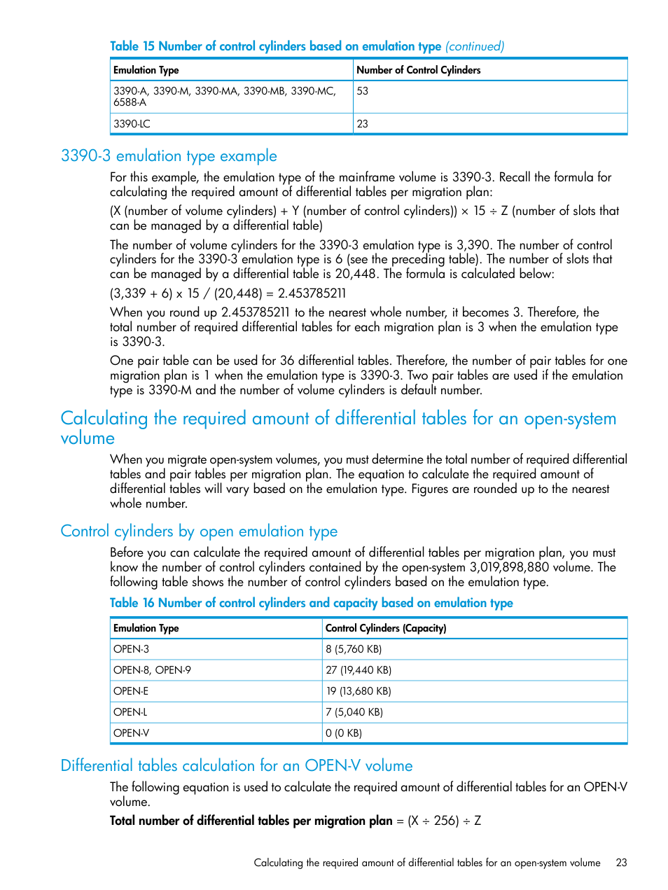 3390-3 emulation type example, Control cylinders by open emulation type | HP XP P9000 Auto LUN Software User Manual | Page 23 / 72