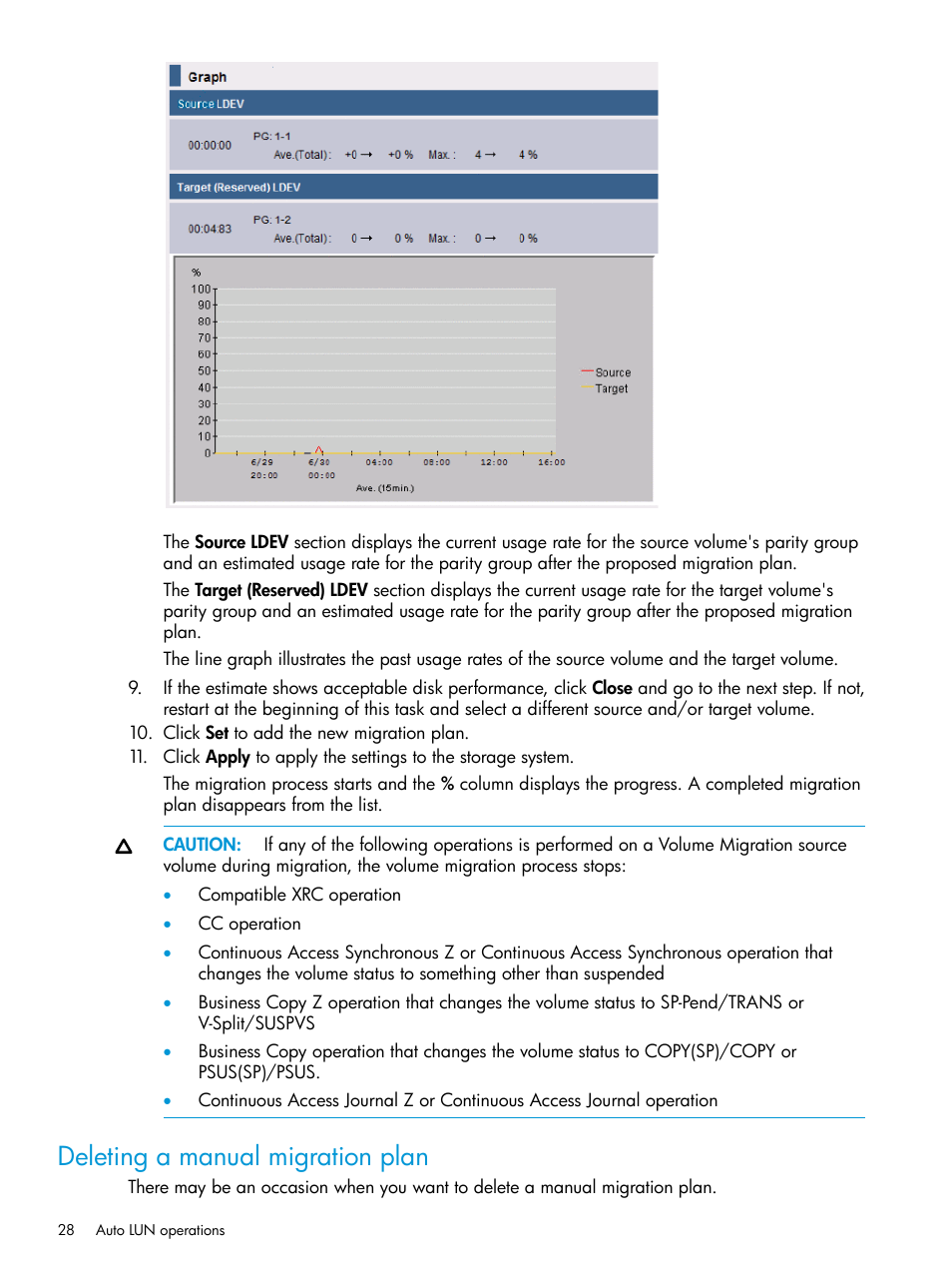 Deleting a manual migration plan | HP XP P9000 Auto LUN Software User Manual | Page 28 / 72
