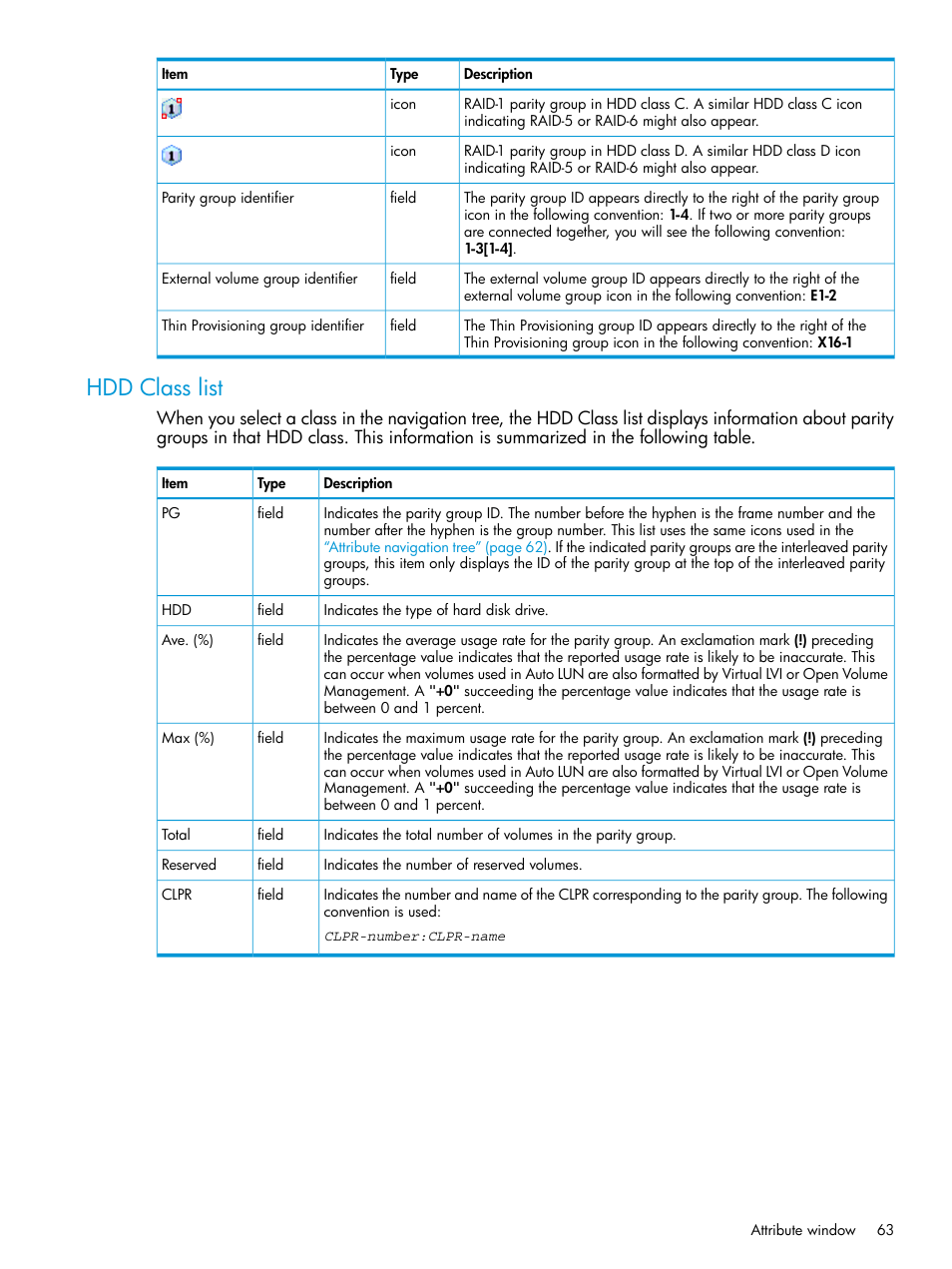 Hdd class list | HP XP P9000 Auto LUN Software User Manual | Page 63 / 72