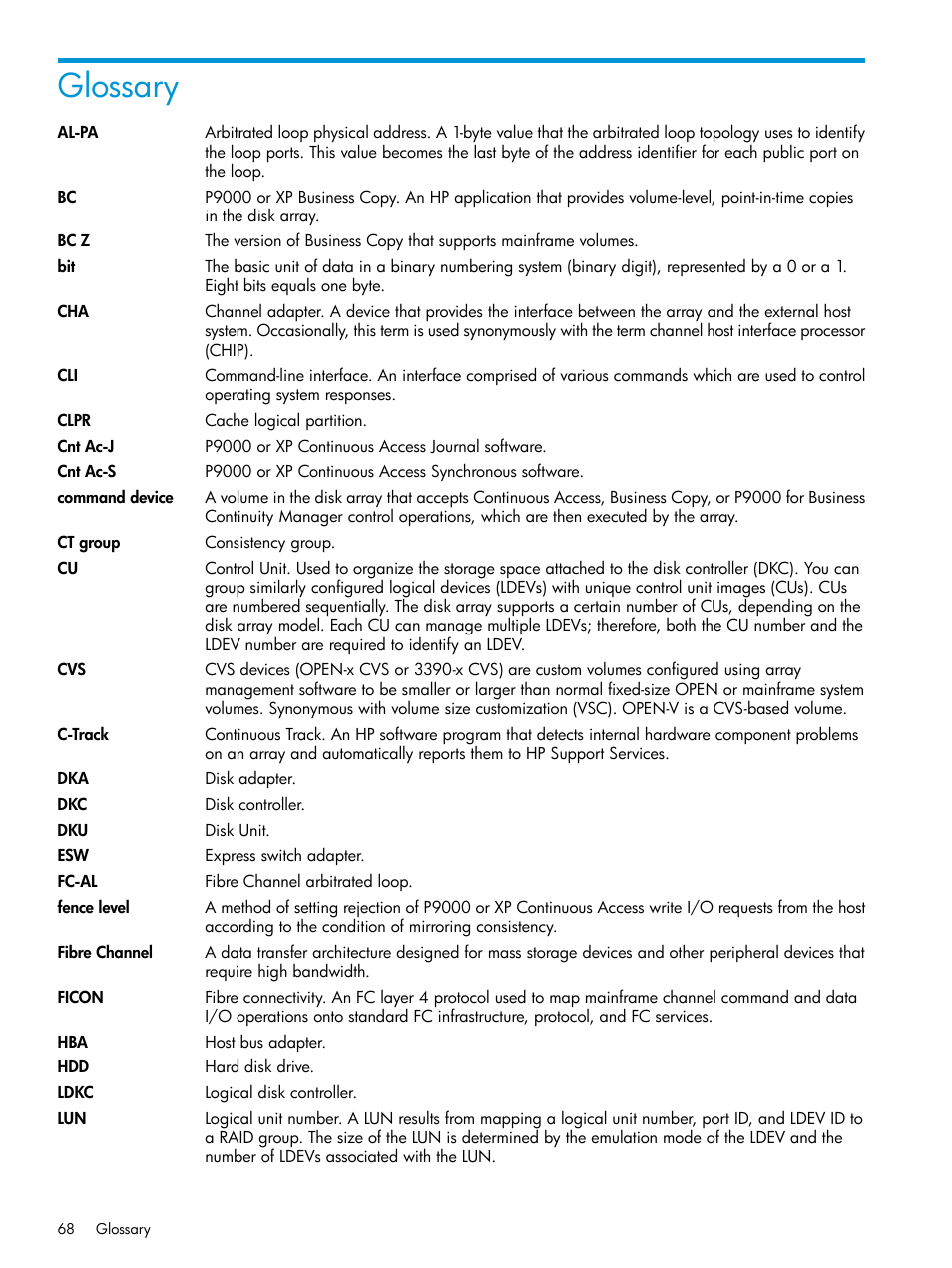 Glossary | HP XP P9000 Auto LUN Software User Manual | Page 68 / 72