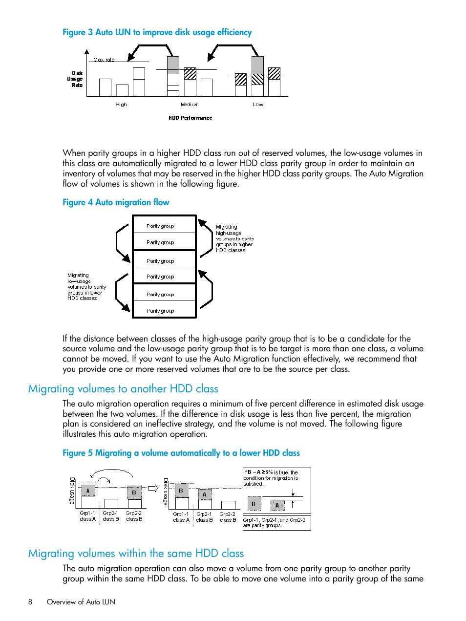 Migrating volumes to another hdd class, Migrating volumes within the same hdd class | HP XP P9000 Auto LUN Software User Manual | Page 8 / 72