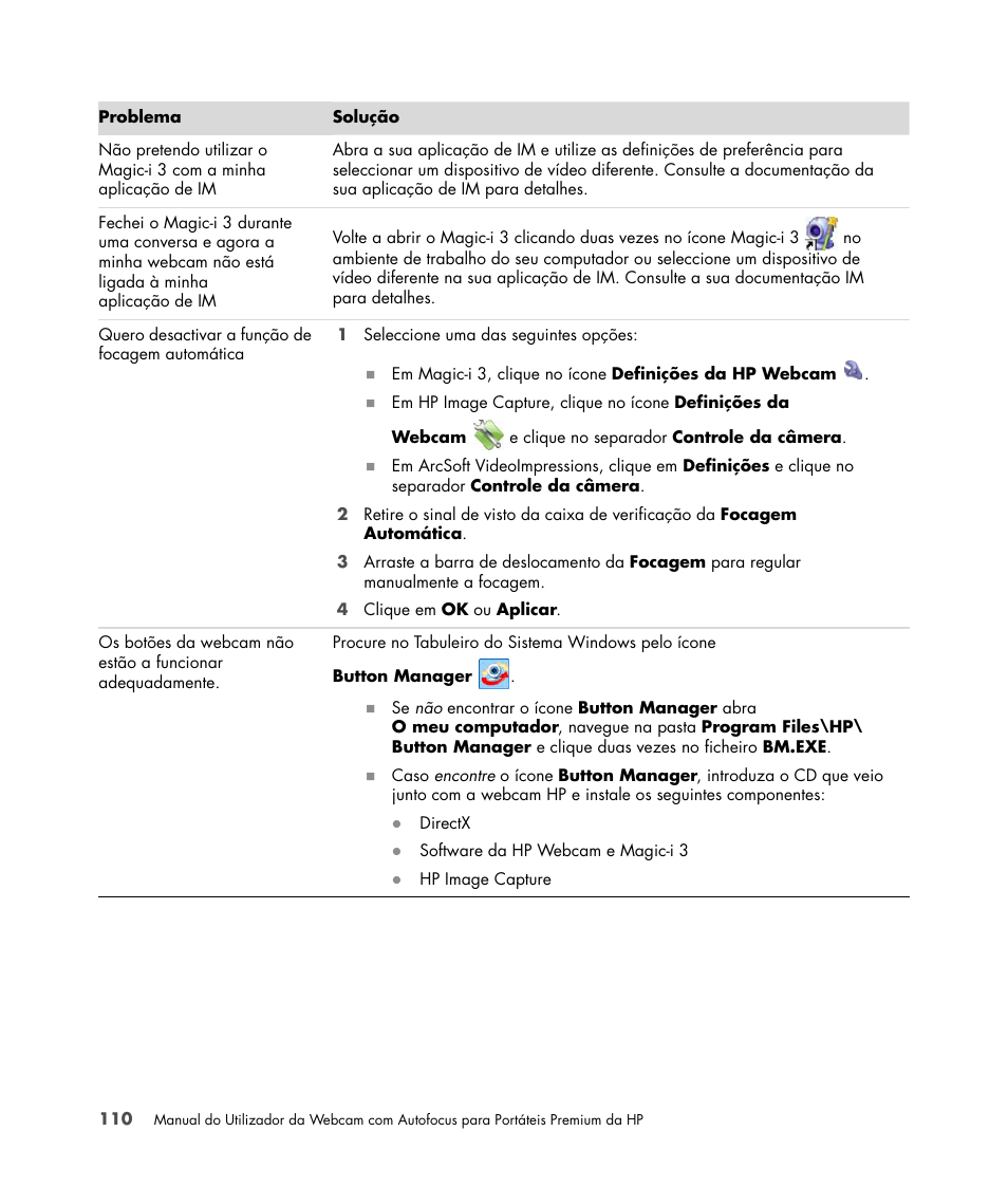 HP 2-Megapixel Autofocus Webcam User Manual | Page 112 / 241