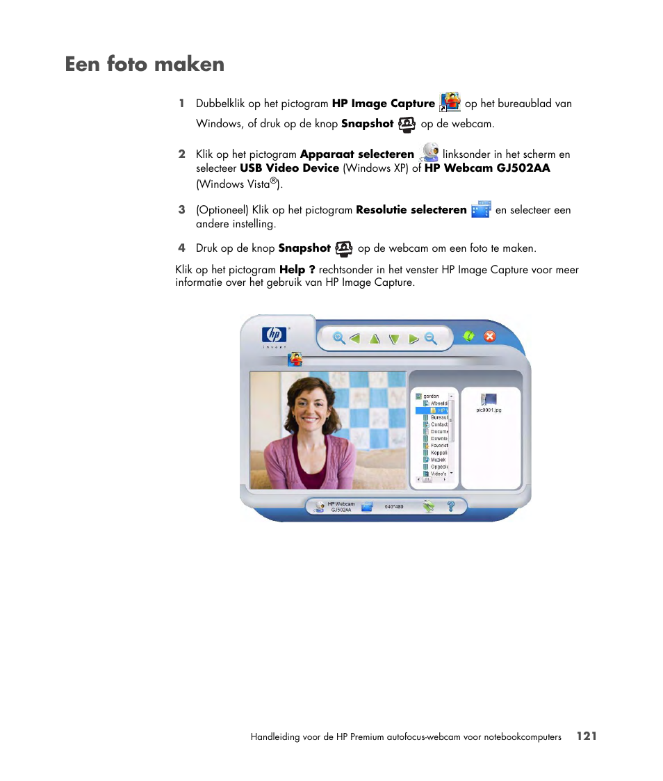 Een foto maken | HP 2-Megapixel Autofocus Webcam User Manual | Page 123 / 241