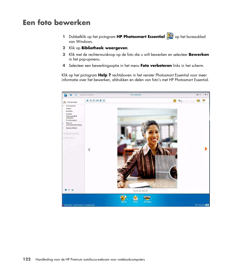 Een foto bewerken | HP 2-Megapixel Autofocus Webcam User Manual | Page 124 / 241