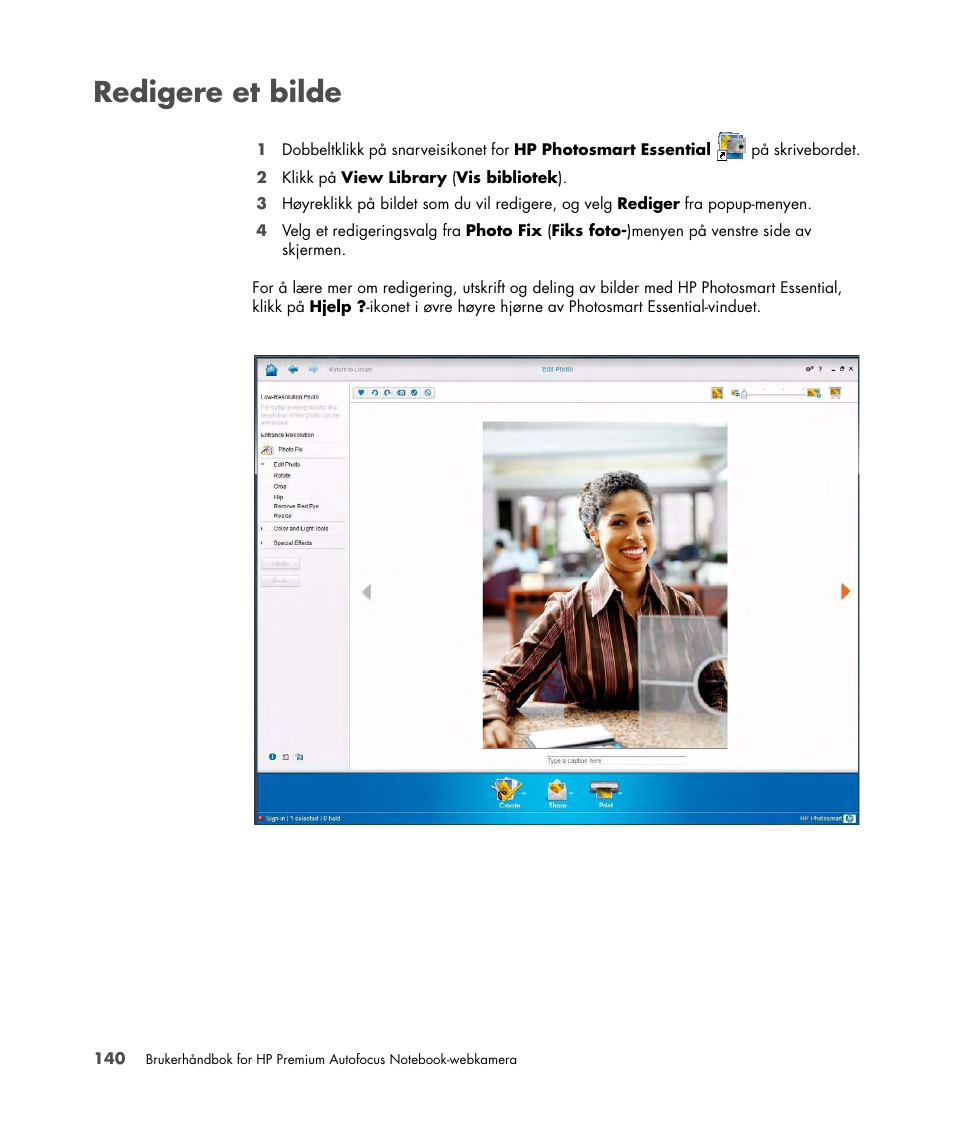 Redigere et bilde | HP 2-Megapixel Autofocus Webcam User Manual | Page 142 / 241
