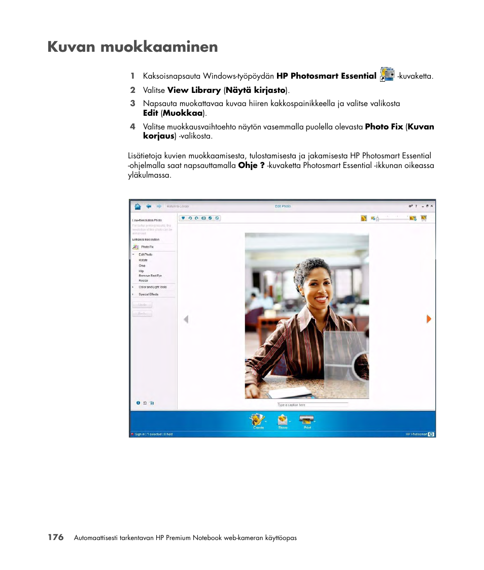 Kuvan muokkaaminen | HP 2-Megapixel Autofocus Webcam User Manual | Page 178 / 241