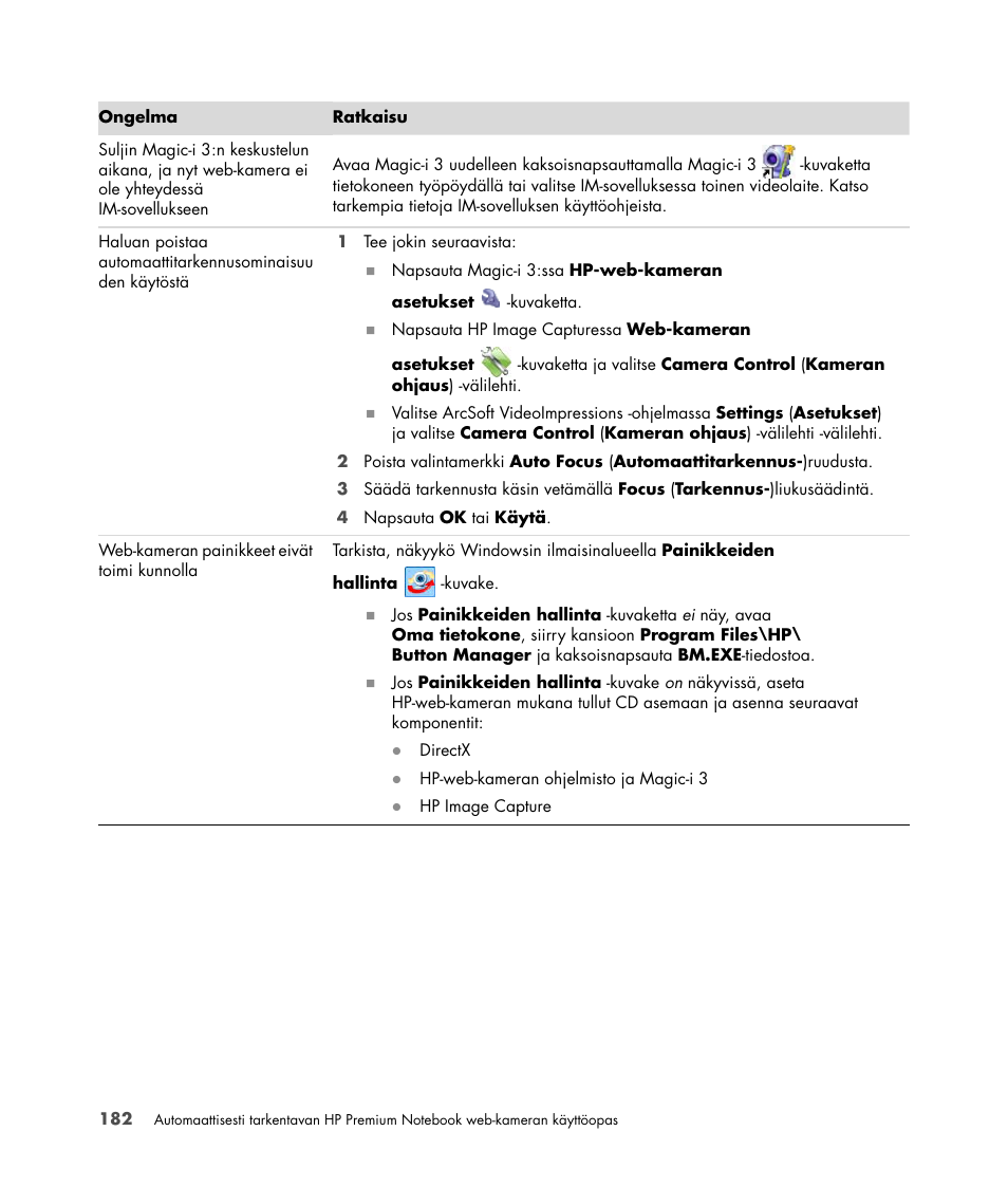 HP 2-Megapixel Autofocus Webcam User Manual | Page 184 / 241