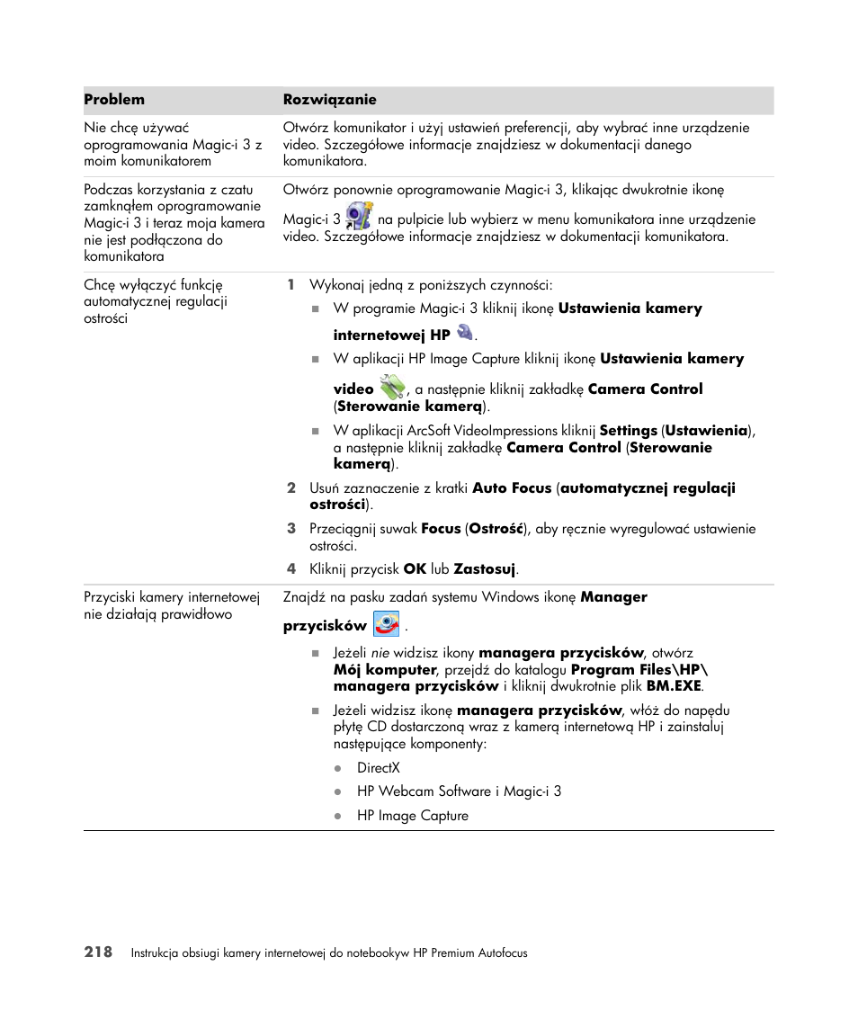 HP 2-Megapixel Autofocus Webcam User Manual | Page 220 / 241