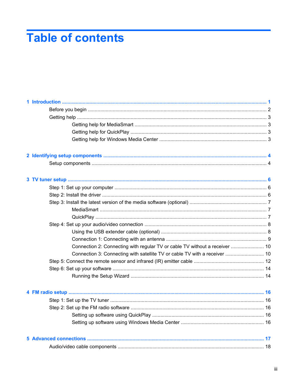 HP USB Hybrid ATSC NTSC QAM FM TV Tuner User Manual | Page 3 / 43