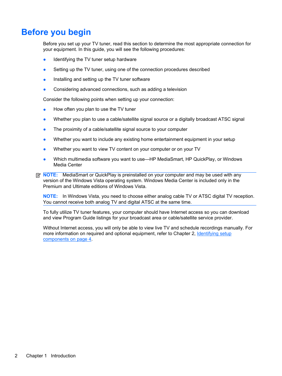Before you begin | HP USB Hybrid ATSC NTSC QAM FM TV Tuner User Manual | Page 6 / 43