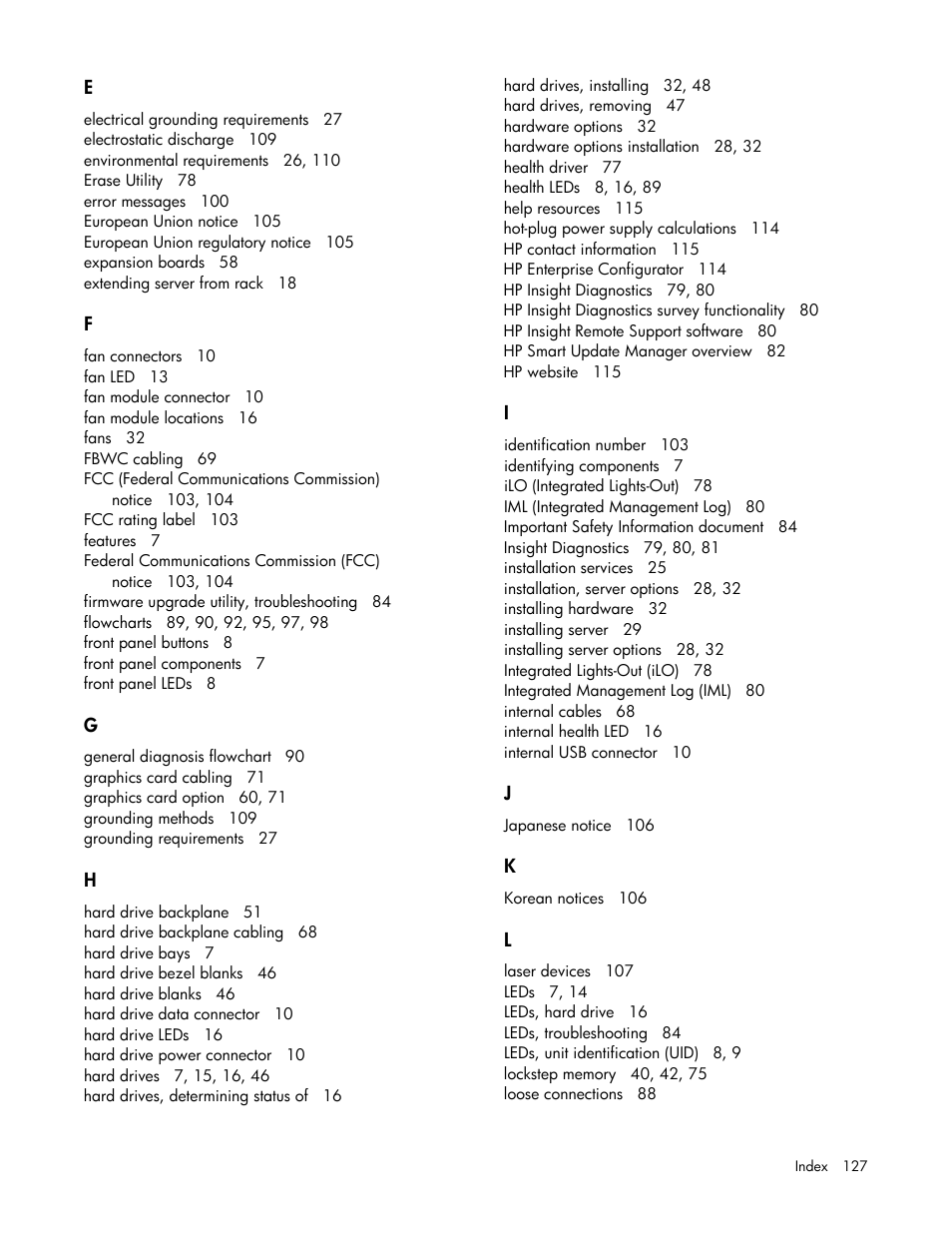 HP ProLiant DL360 G7 Server User Manual | Page 127 / 130