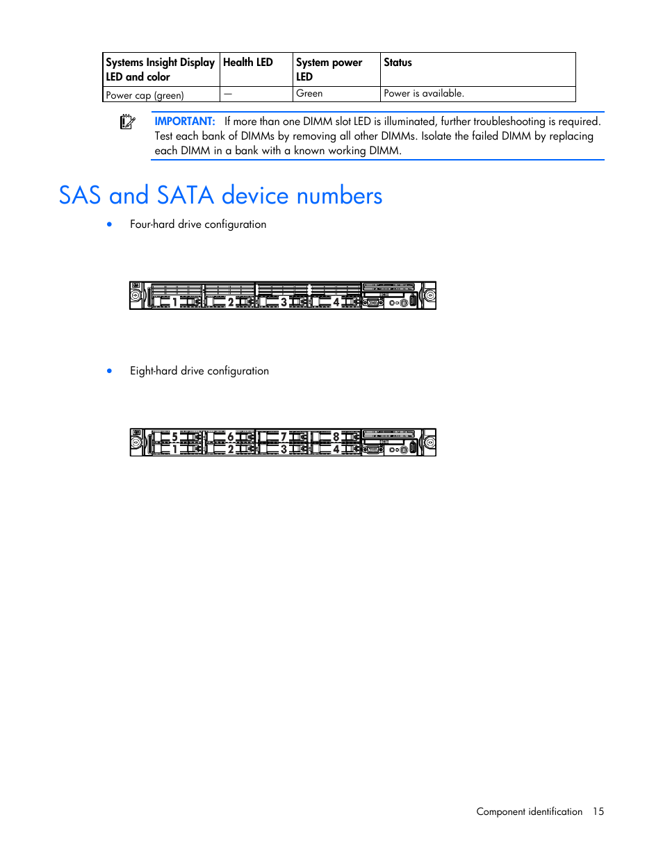 Sas and sata device numbers | HP ProLiant DL360 G7 Server User Manual | Page 15 / 130