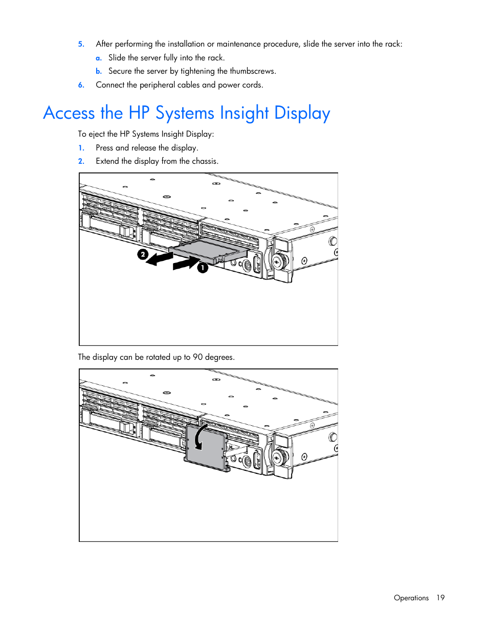 Access the hp systems insight display | HP ProLiant DL360 G7 Server User Manual | Page 19 / 130