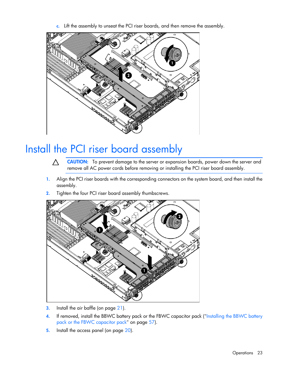 Install the pci riser board assembly | HP ProLiant DL360 G7 Server User Manual | Page 23 / 130