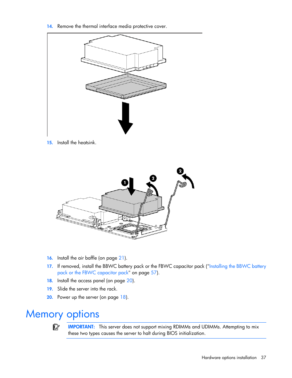 Memory options | HP ProLiant DL360 G7 Server User Manual | Page 37 / 130