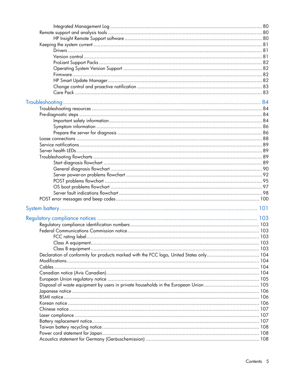 HP ProLiant DL360 G7 Server User Manual | Page 5 / 130