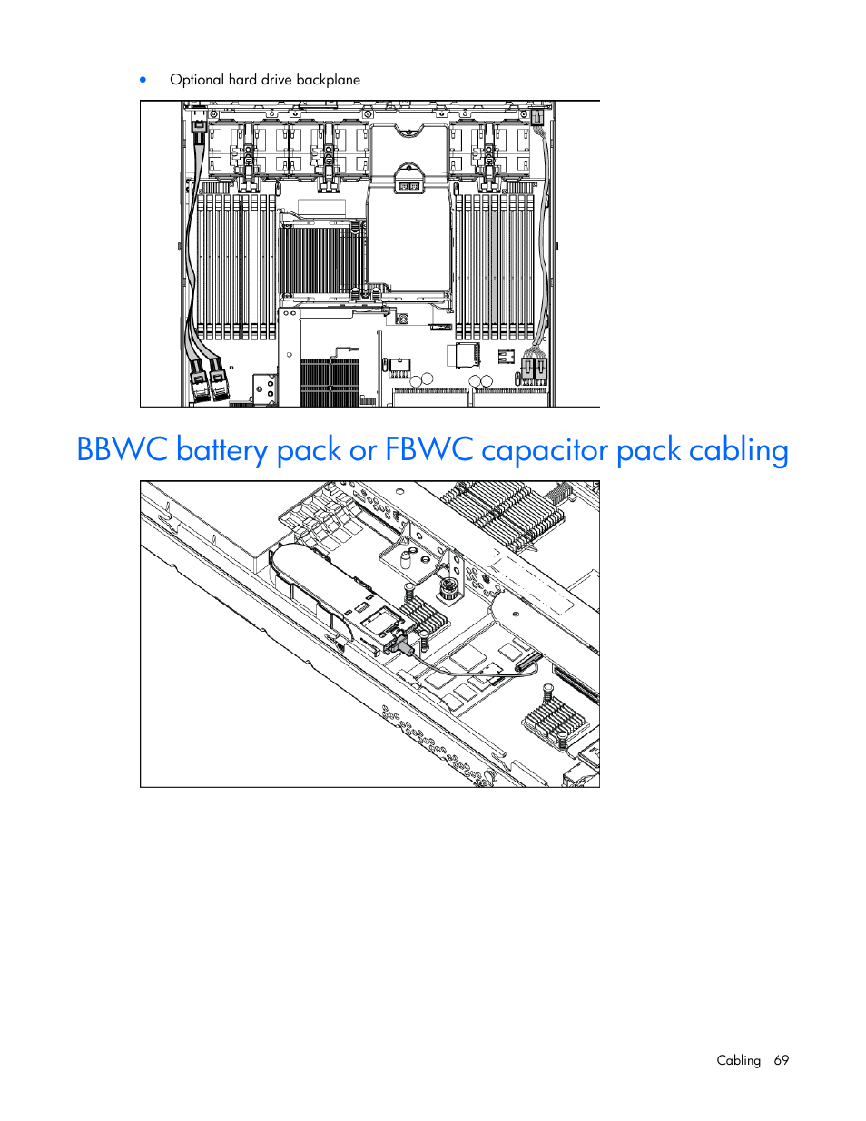 Bbwc battery pack or fbwc capacitor pack cabling | HP ProLiant DL360 G7 Server User Manual | Page 69 / 130