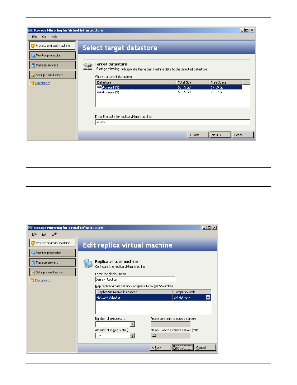 Edit replica virtual machine | HP Storage Mirroring Software User Manual | Page 22 / 37
