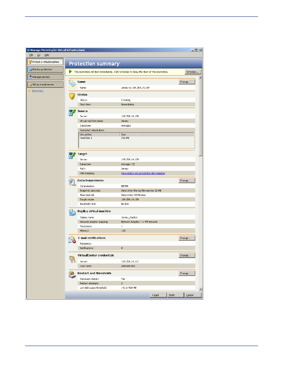 Modify protection settings | HP Storage Mirroring Software User Manual | Page 24 / 37
