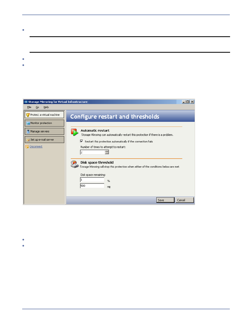 Change restart and threshold options | HP Storage Mirroring Software User Manual | Page 30 / 37