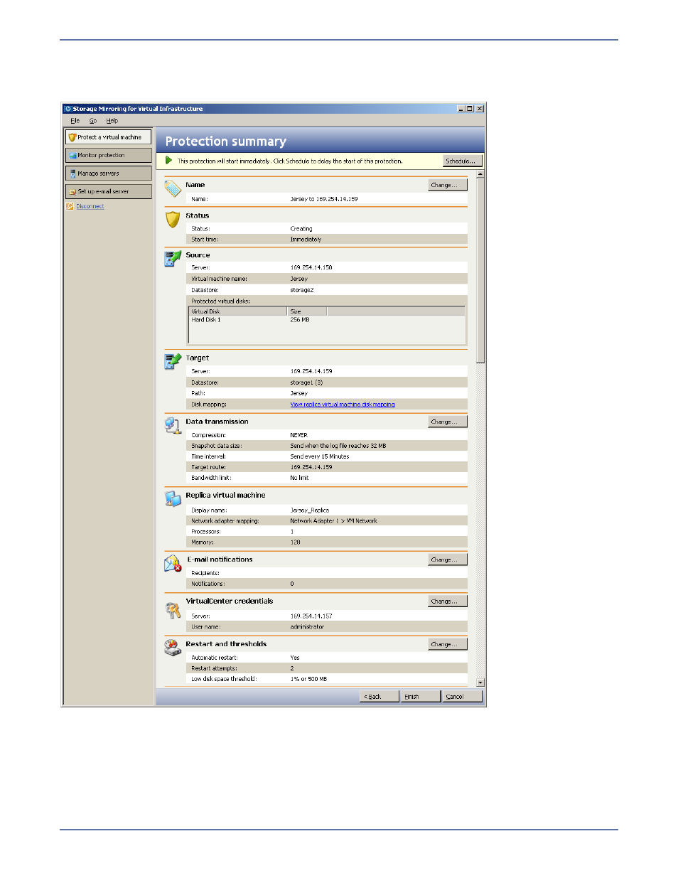 Save protection settings | HP Storage Mirroring Software User Manual | Page 31 / 37