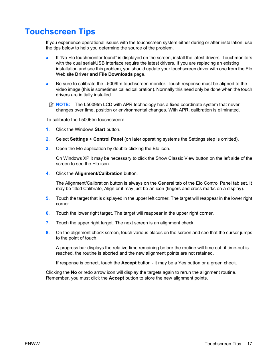 Touchscreen tips | HP Compaq L5009tm 15-inch LCD Touchscreen Monitor User Manual | Page 23 / 38