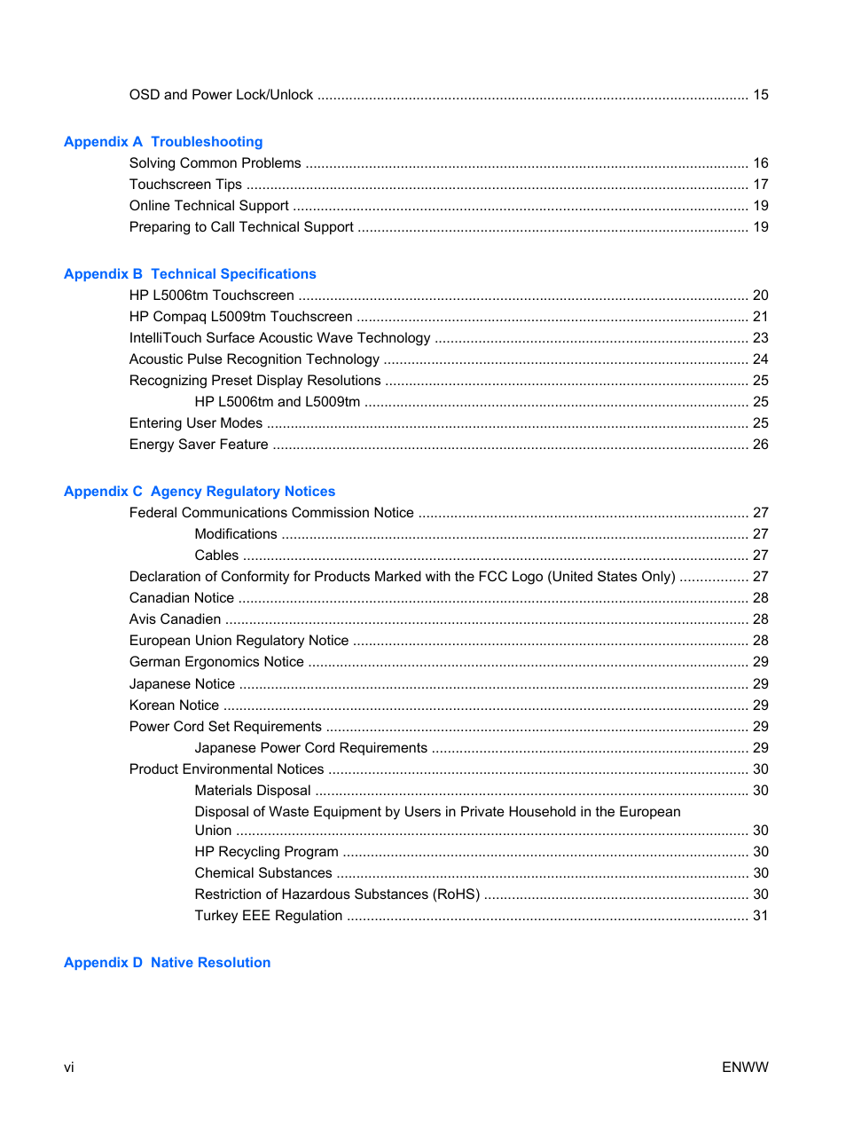 HP Compaq L5009tm 15-inch LCD Touchscreen Monitor User Manual | Page 6 / 38