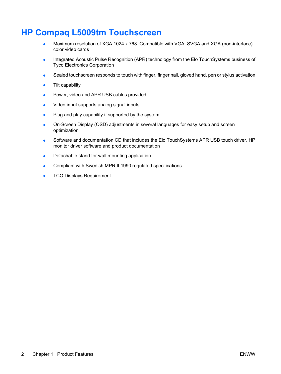 Hp compaq l5009tm touchscreen | HP Compaq L5009tm 15-inch LCD Touchscreen Monitor User Manual | Page 8 / 38