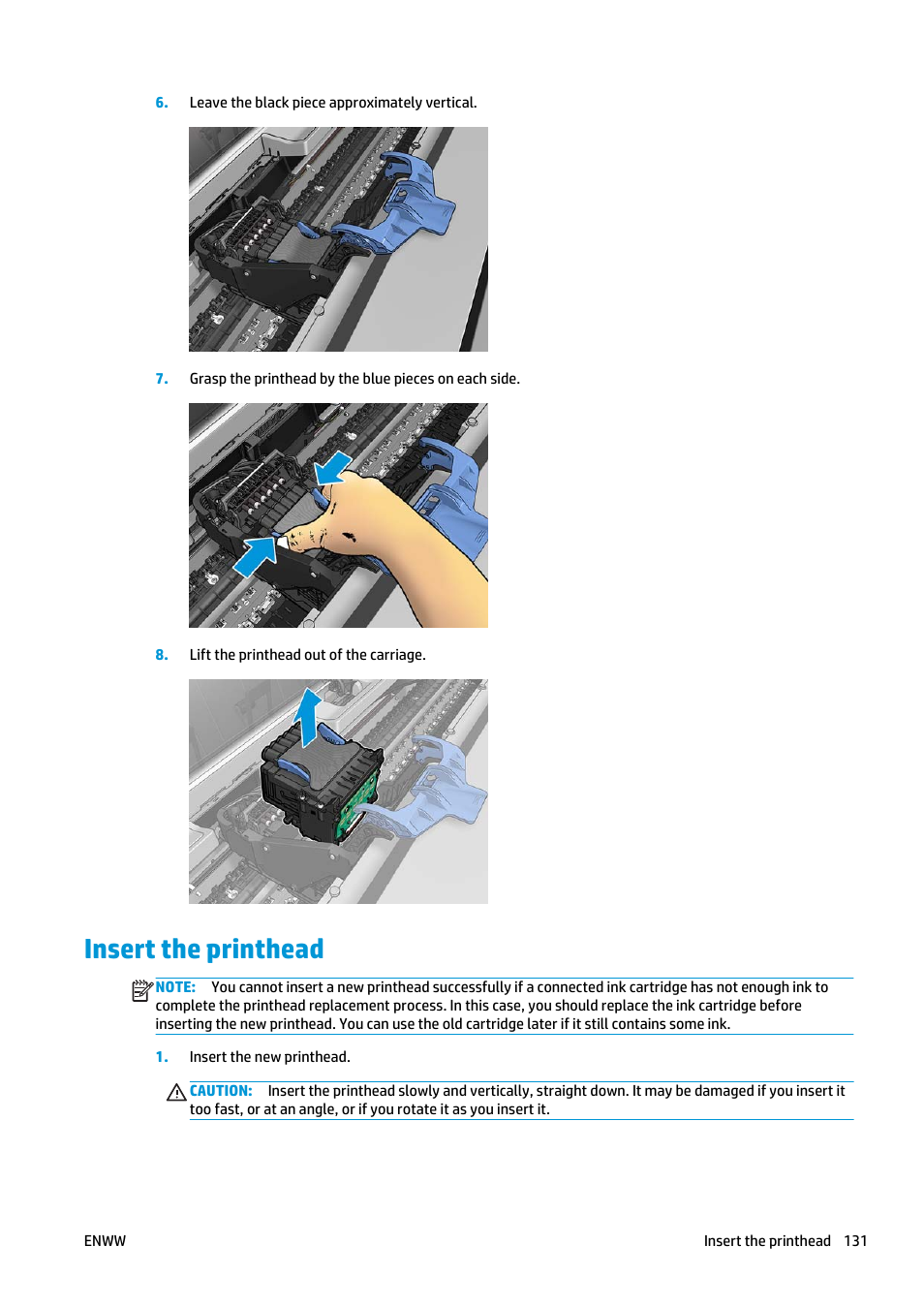 Insert the printhead | HP Designjet T920 ePrinter series User Manual | Page 139 / 210